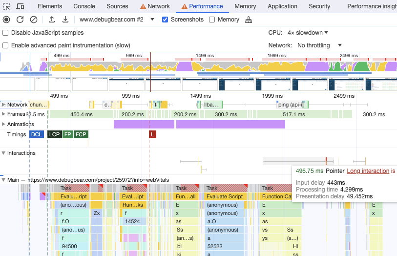 Slow interactions during the initial page rendering process