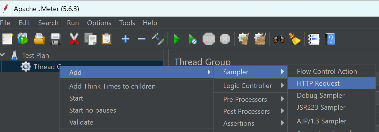 Add HTTP request in Jmeter