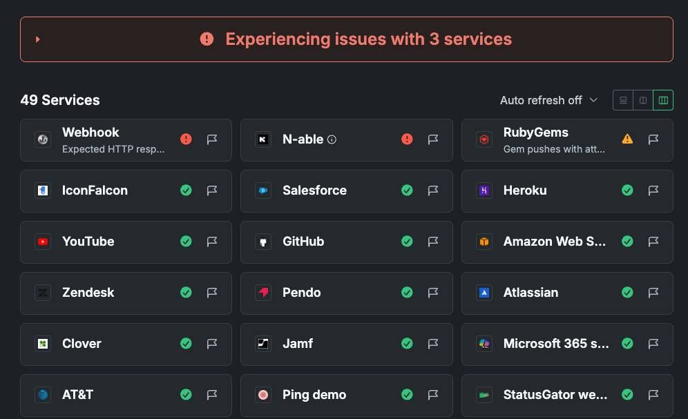 StatusGator status page aggregation