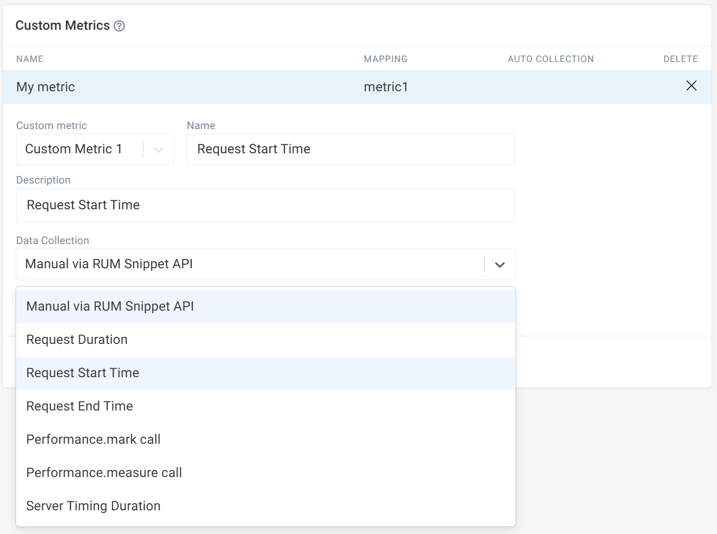 More metrics tab