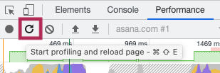 DevTools Chrome performance profile reload button