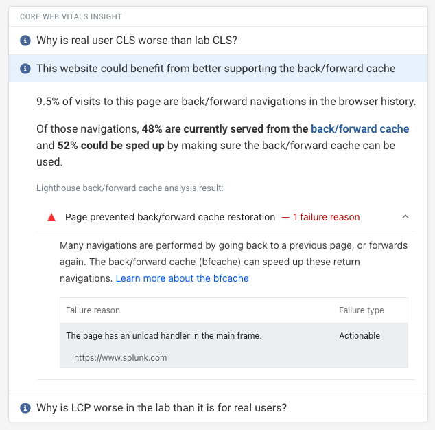 Lighthouse back/forward restoration audit