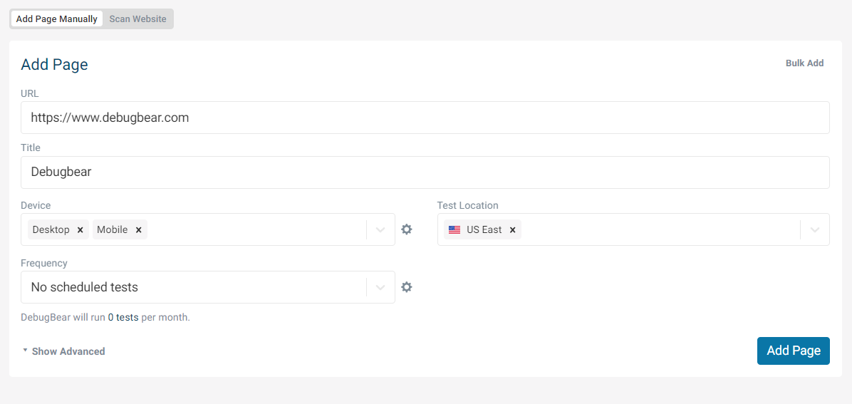 Setting up site speed monitoring on DebugBear