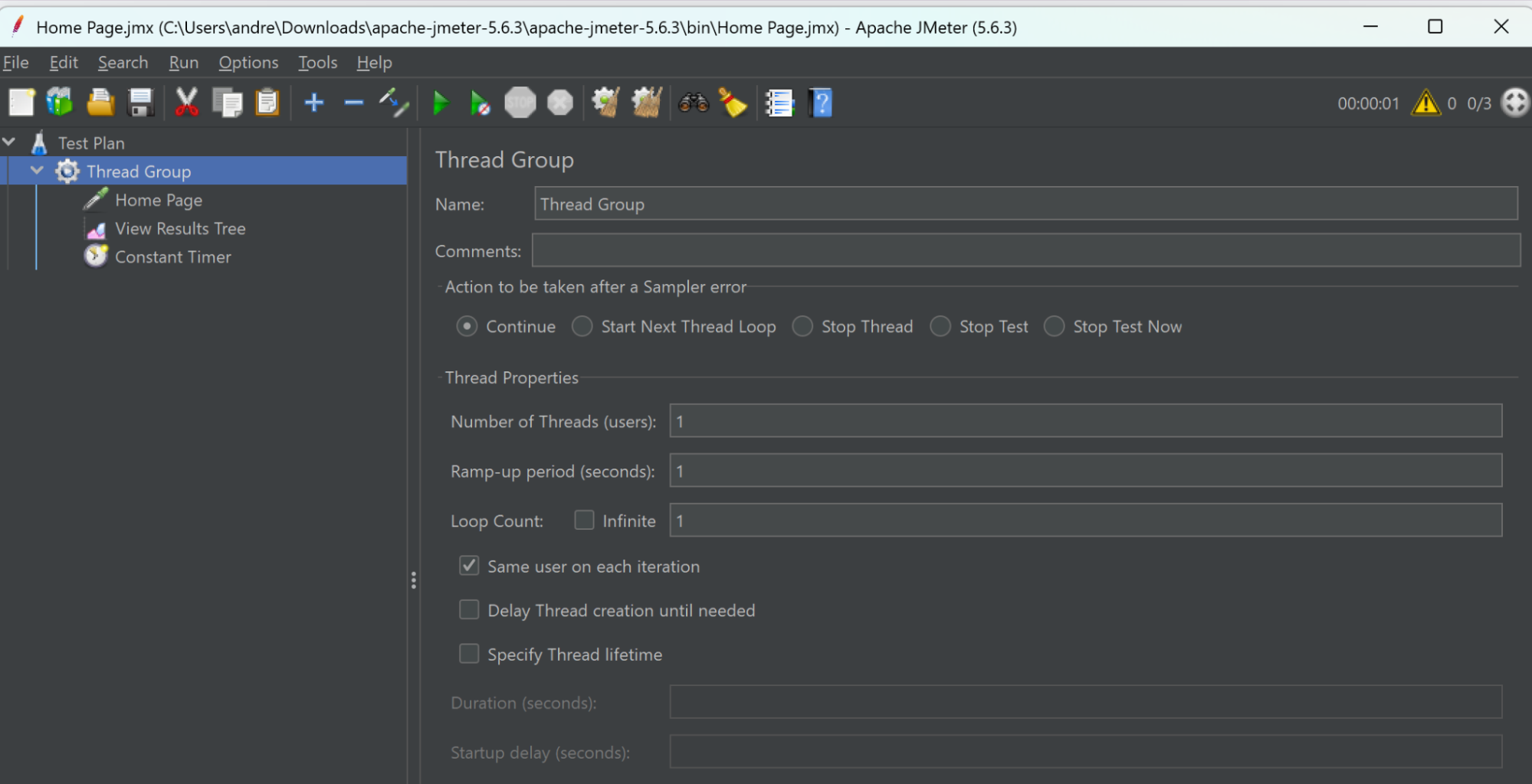 Thread group interface in Jmeter