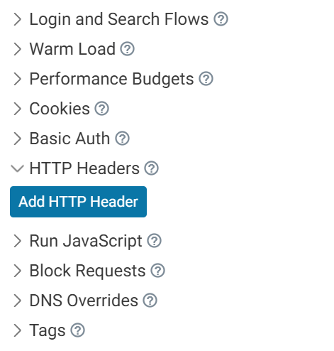 Advanced test settings