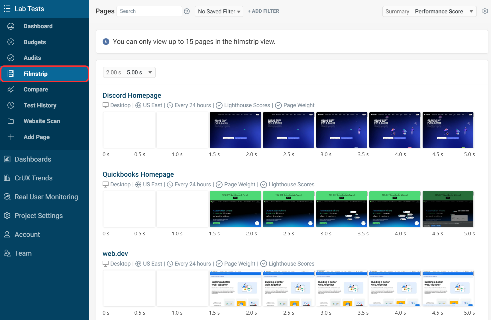 Rendering filmstrips