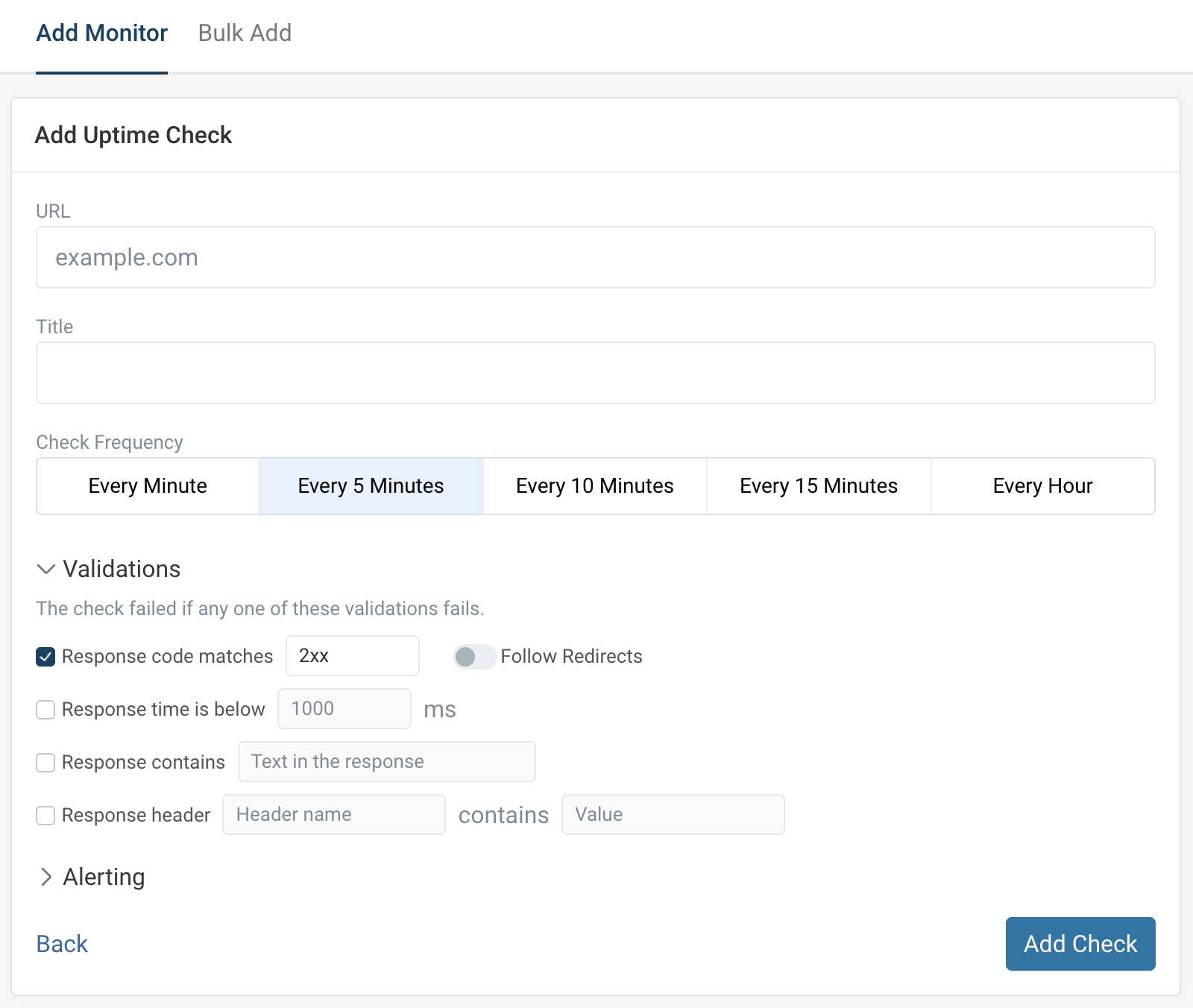 Uptime monitoring setup