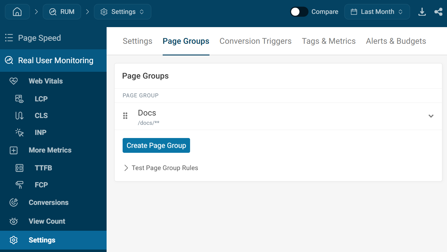 UI to create a page group