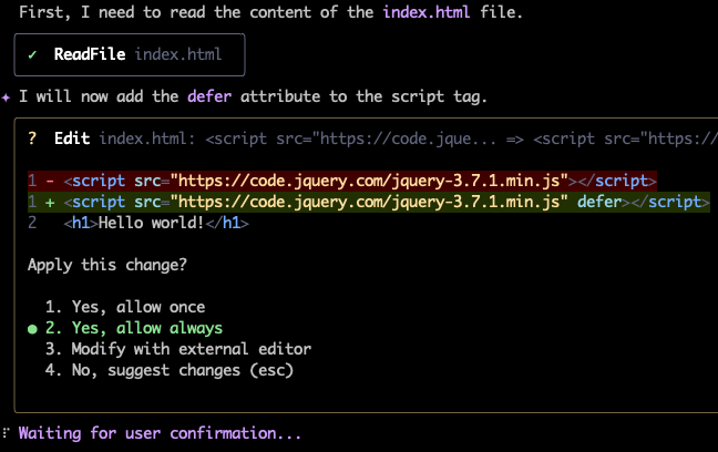 Approving the code change for the defer attribute