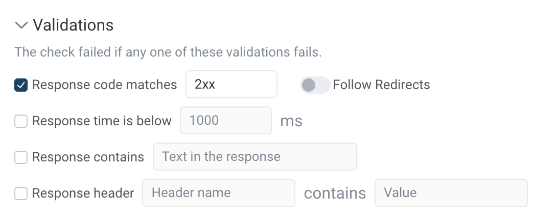 Uptime monitoring validations