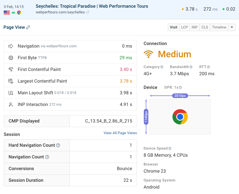 DebugBear Timeline view
