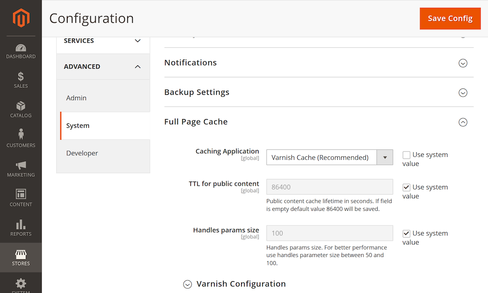Magento cache configuration