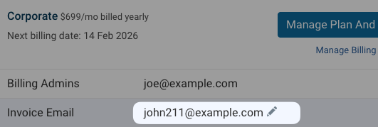Invoice email field