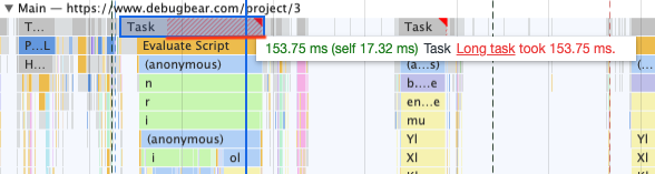 Long task in the DevTools performance trace