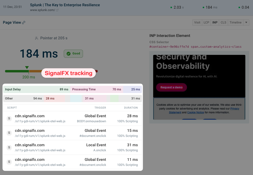 SignalFX handlers delaying an interaction
