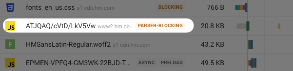 Parser-blocking JavaScript request