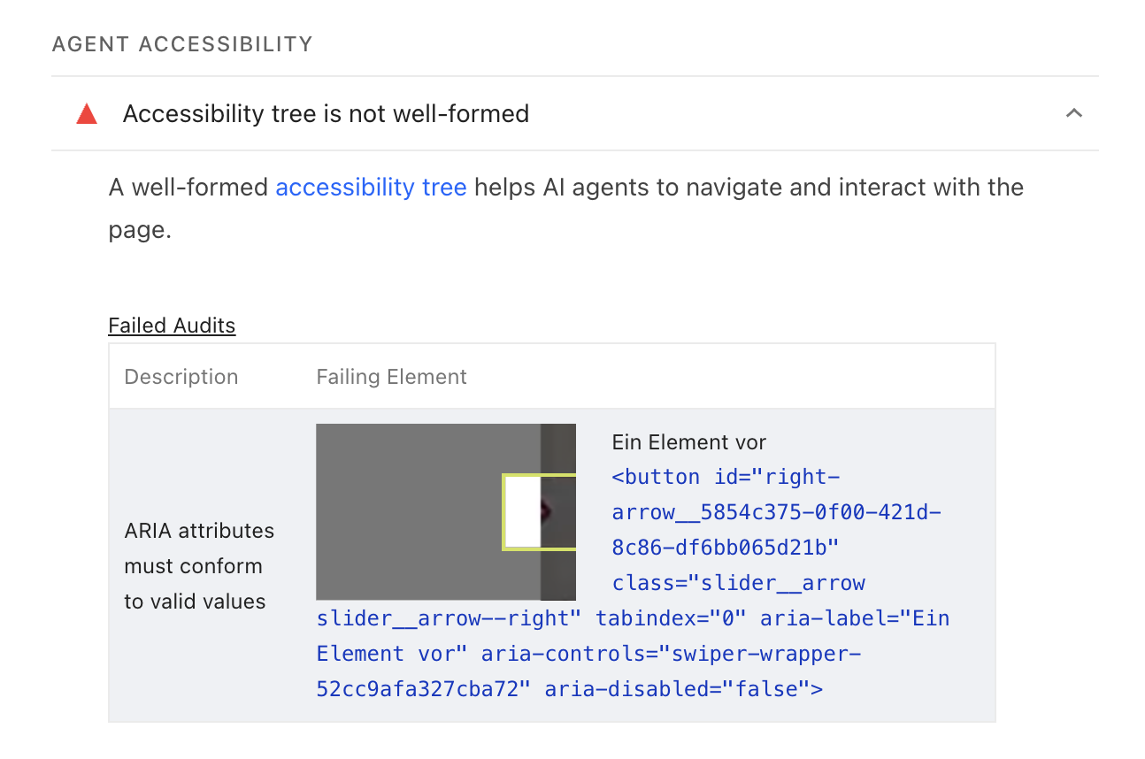 Invalid accessibility tree