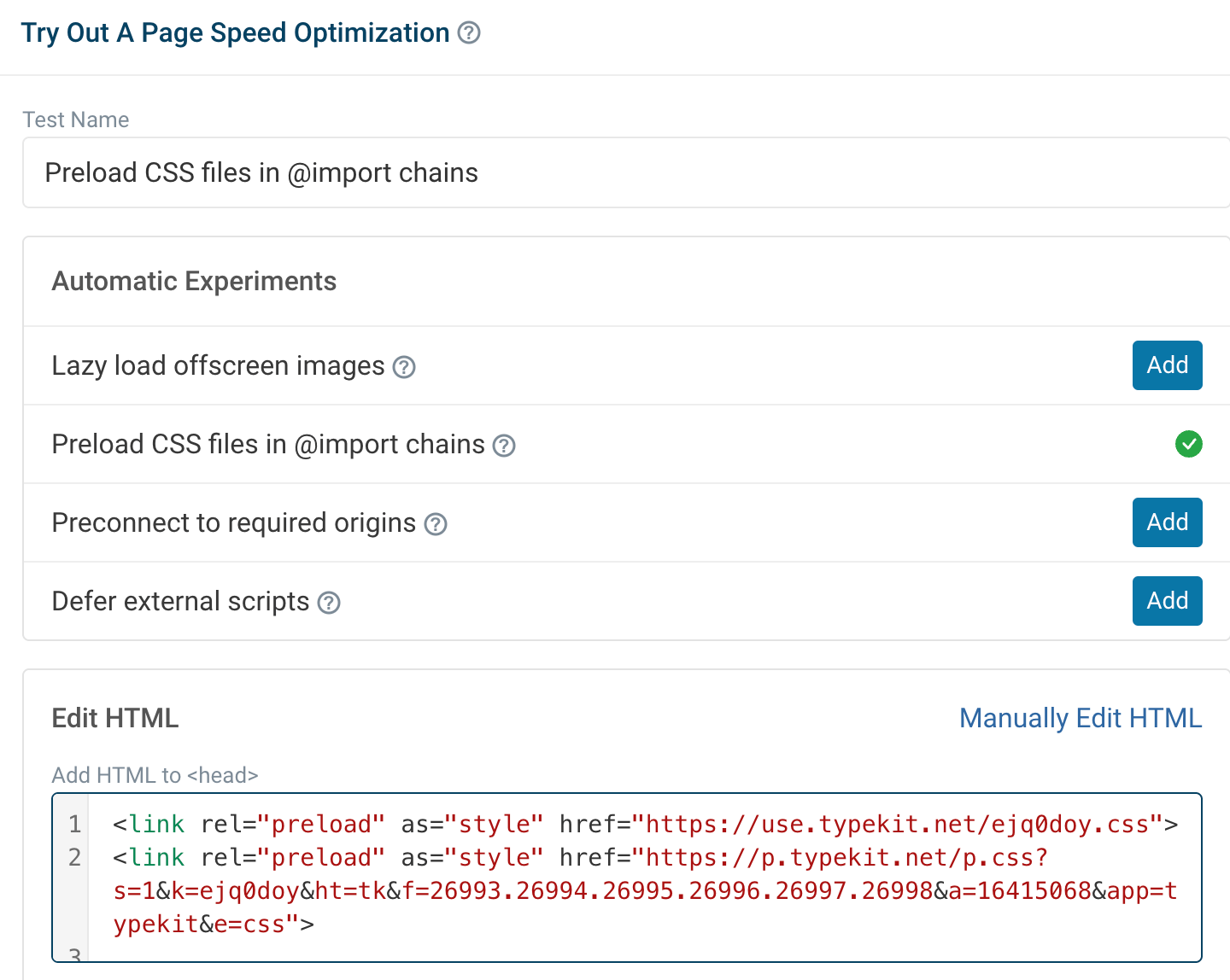 DebugBear experiment to preload CSS files