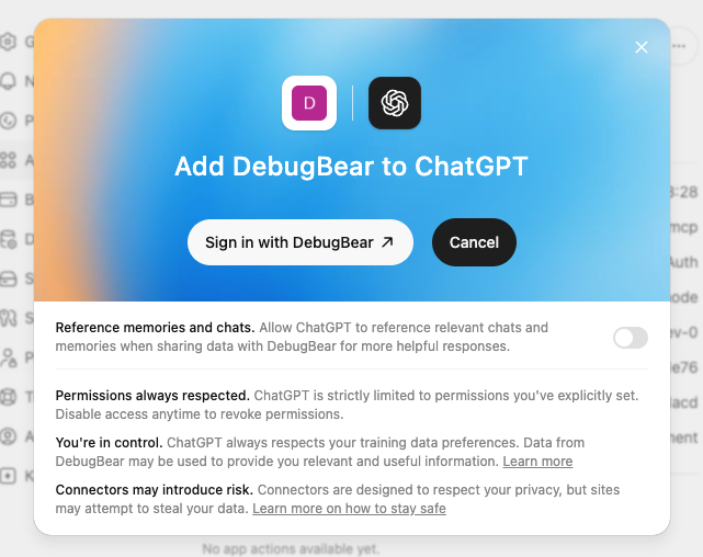 Adding DebugBear to ChatGPT