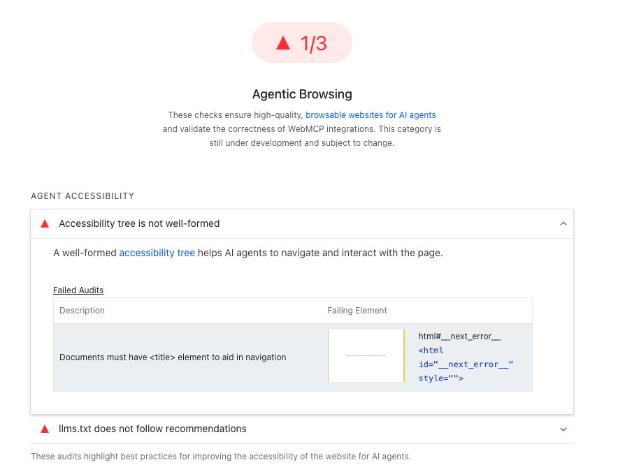 Accessibility tree audit