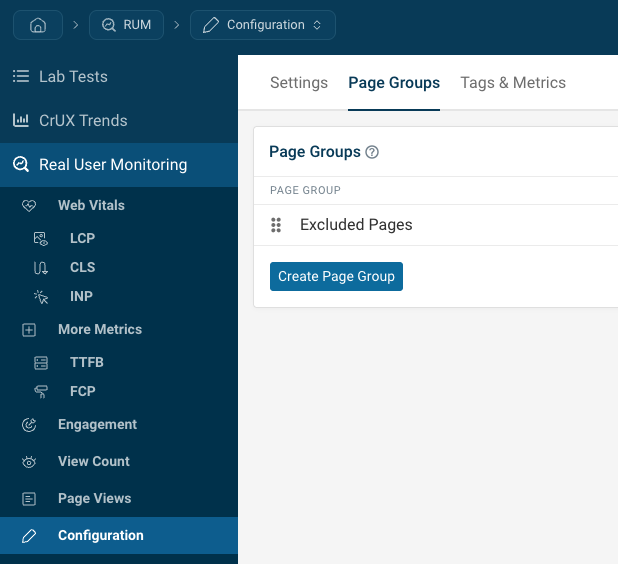 UI to create a page group