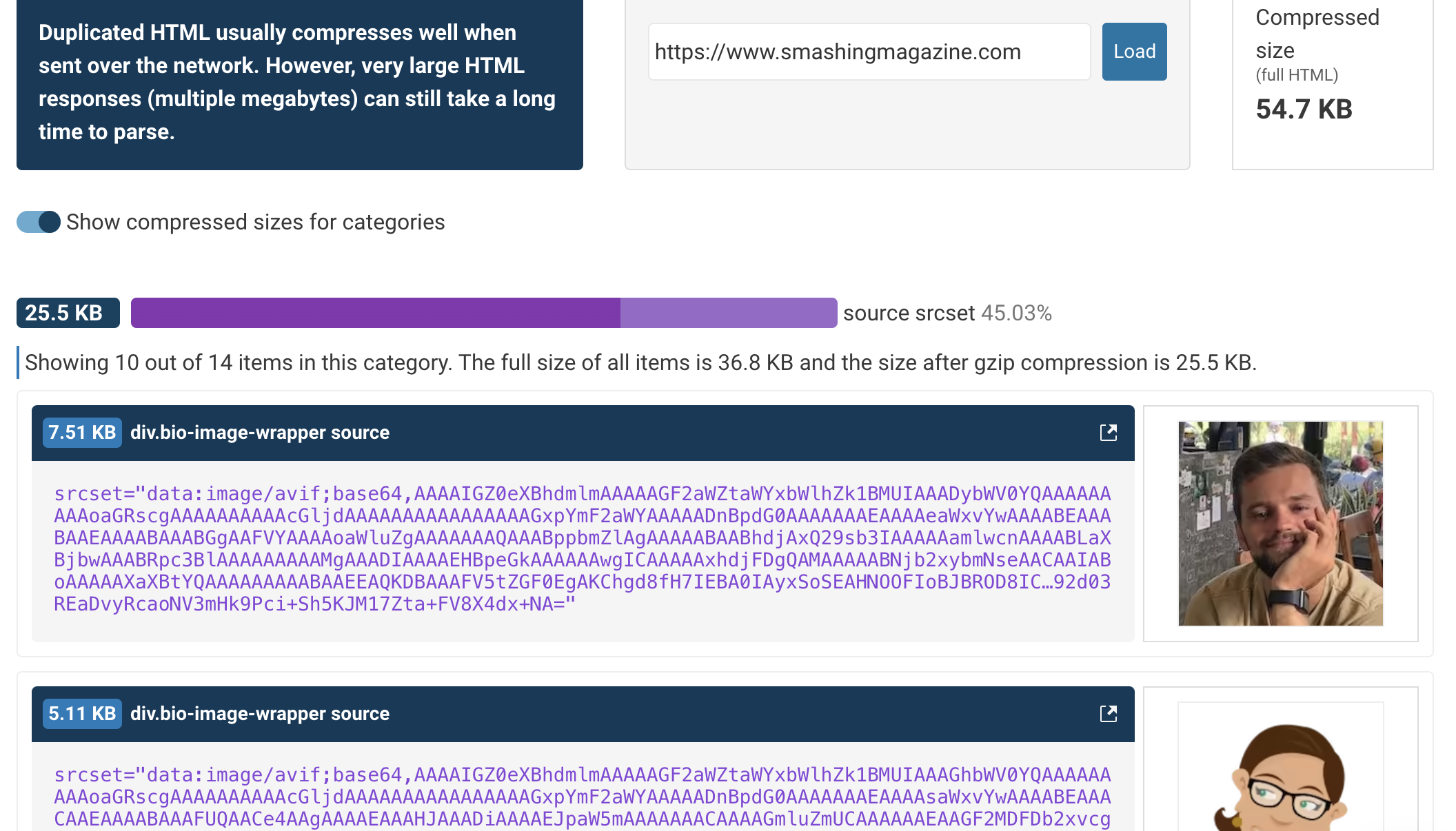 HTML Size Analyzer