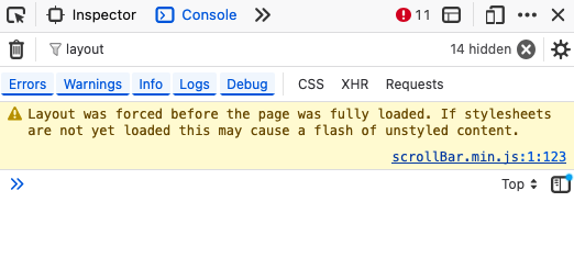 Firefox layout forced warning