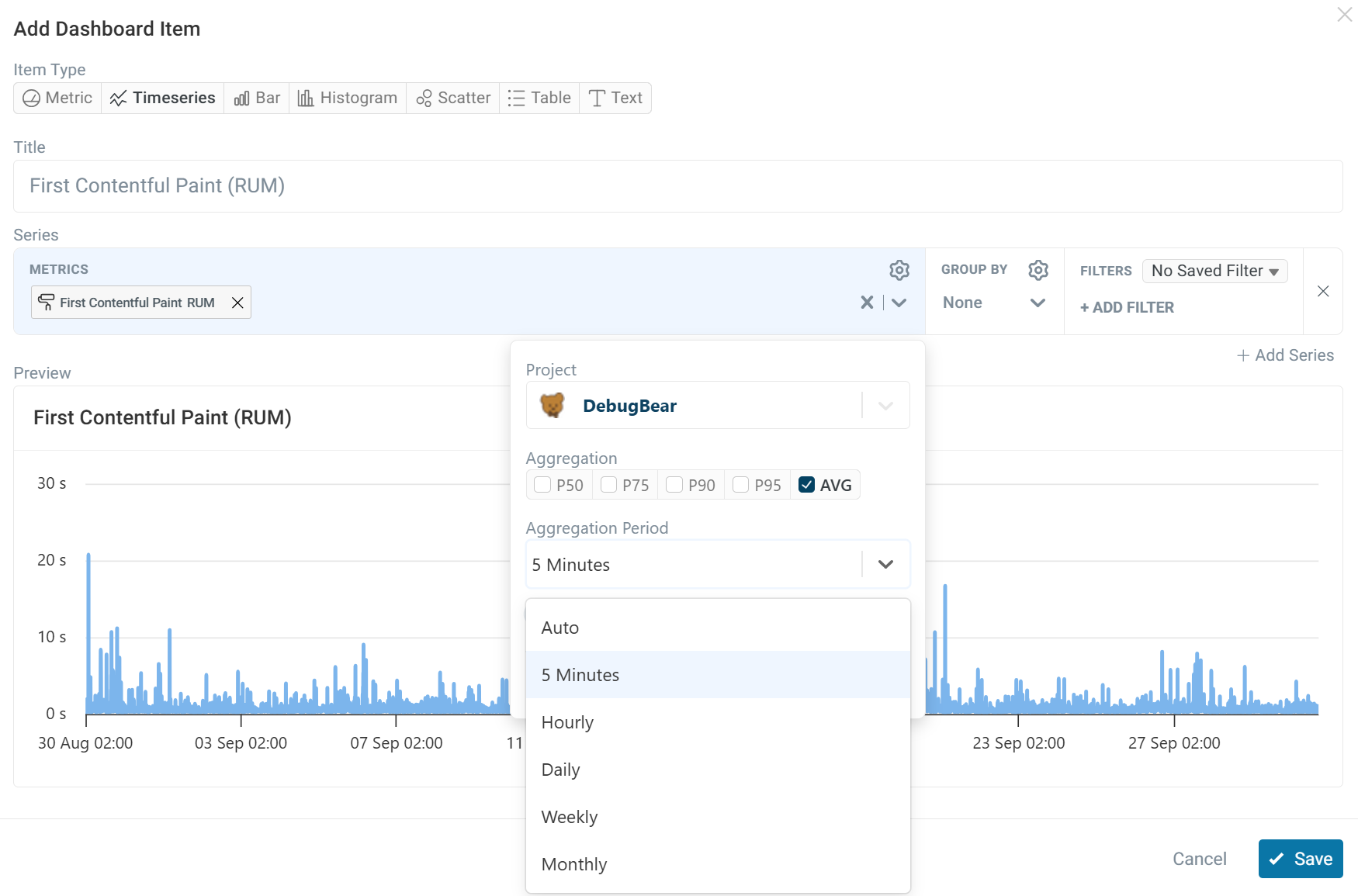Custom aggregation intervals