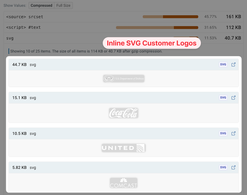 Customer logos embedded as inline SVGs
