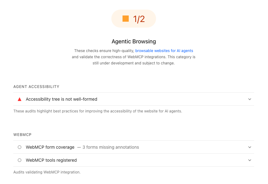 Agentic browsing report category