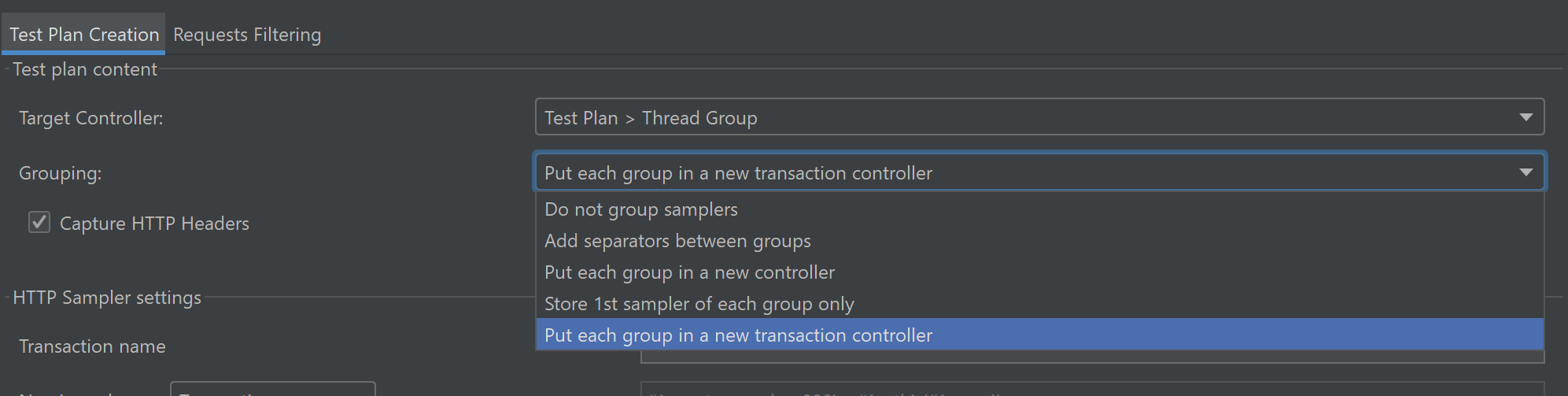 Put each group in a new transaction controller
