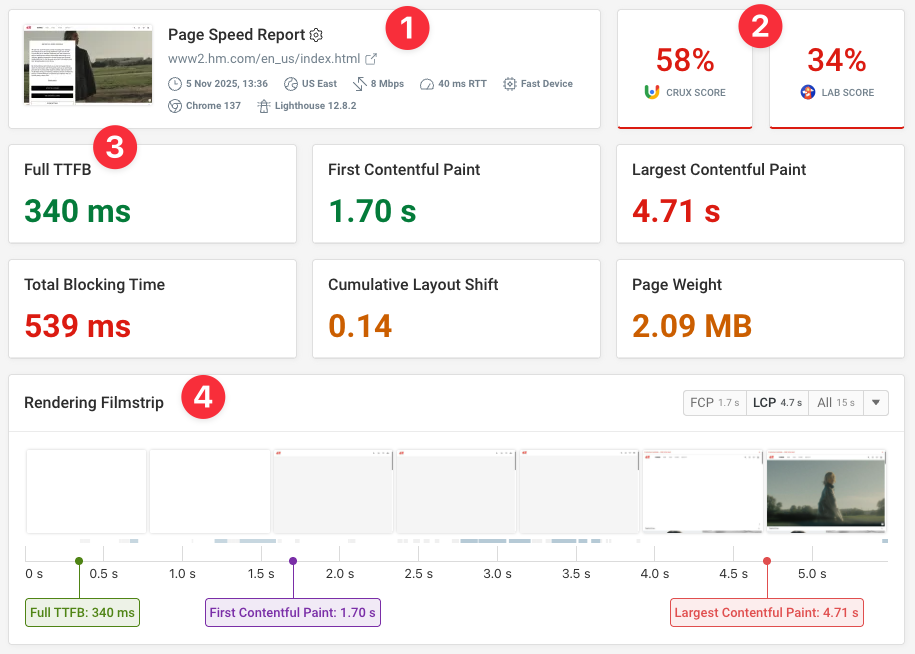 DebugBear lab result
