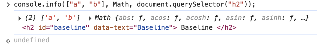Logged array and objects in the console
