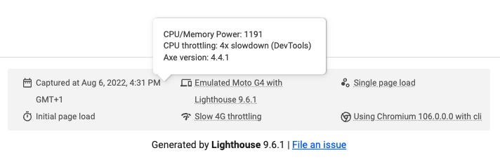 DevTools throttling in Lighthouse network details