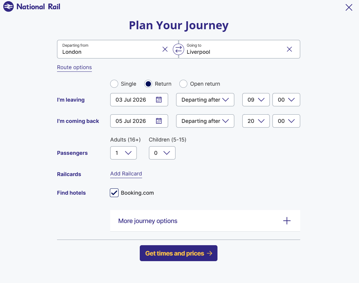 Core Web Vitals chart for European train websites