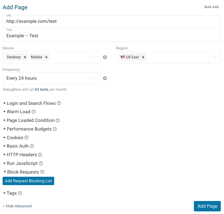 Add page for monitoring form