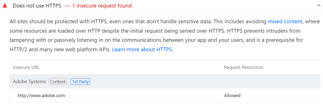 Does not use HTTPS audit