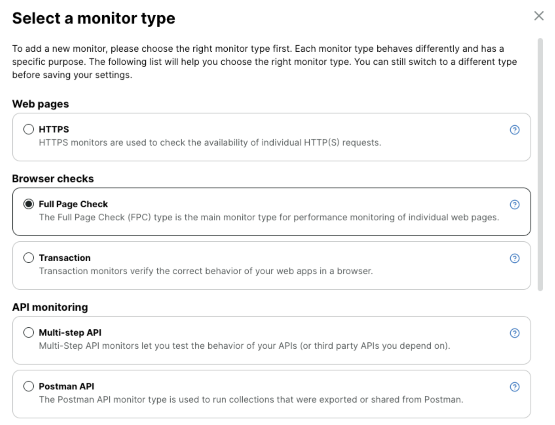 Uptrends monitor setup