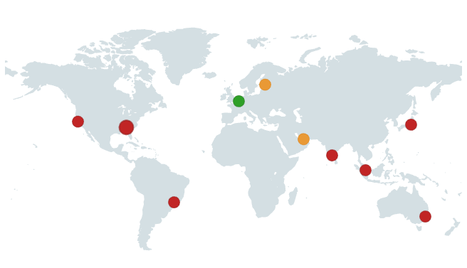 Maps showing global server performance
