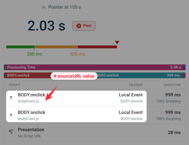 Script URL provided by the sourceURL comment