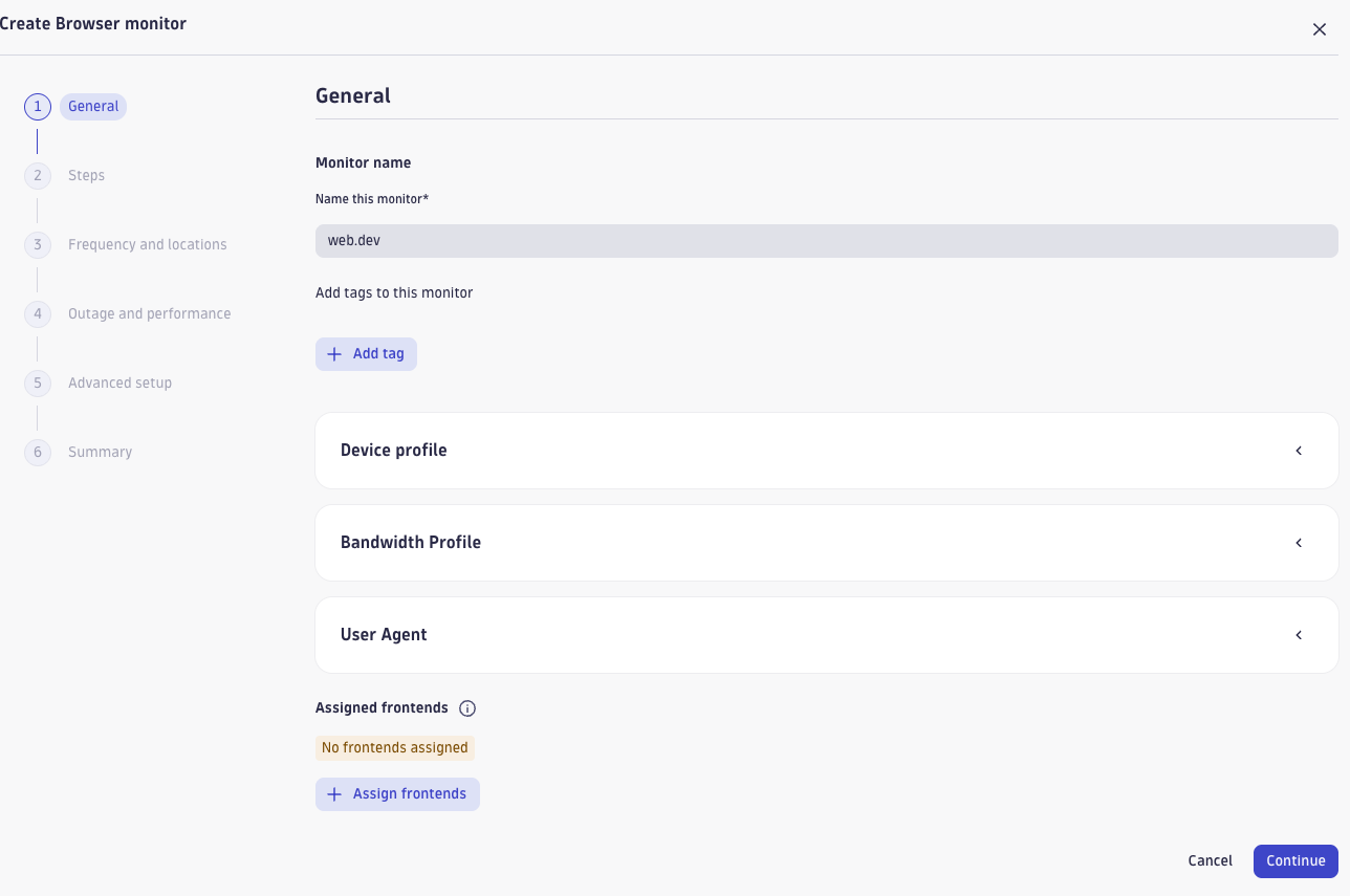 Monitor name and device configuration