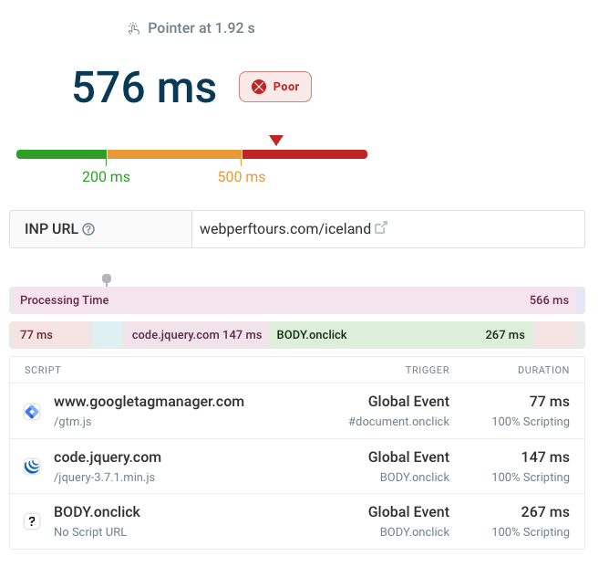 INP interaction detail