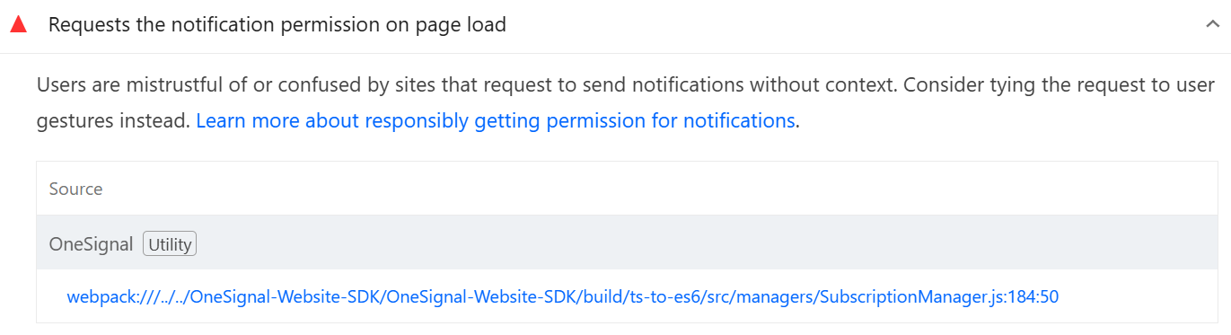 Avoids requesting the notification permission on page load audit
