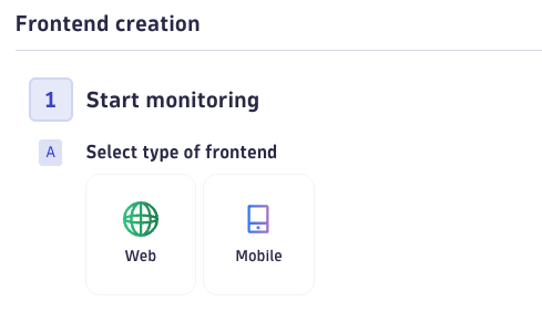 Dynatrace frontend type selection