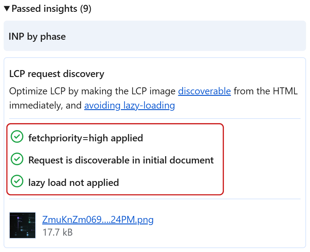 LCP request discovery passed audits