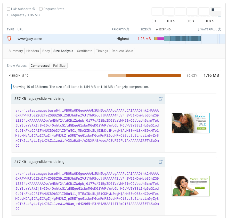 Base64 images in the HTML