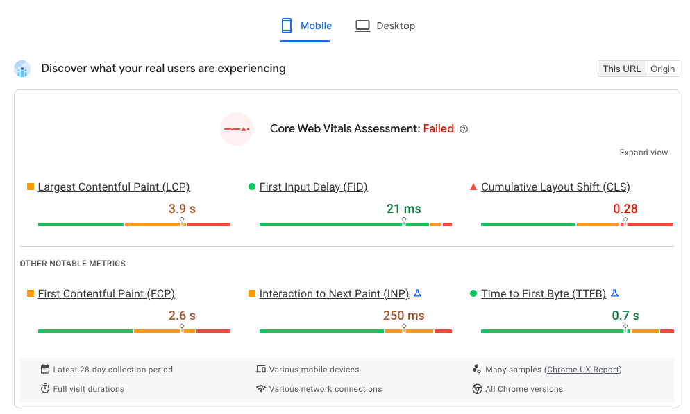 FID in PageSpeed Insights