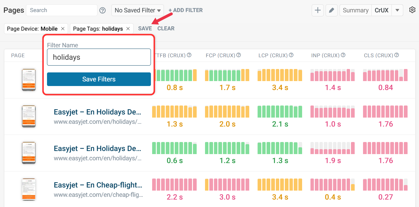 Name and save filter