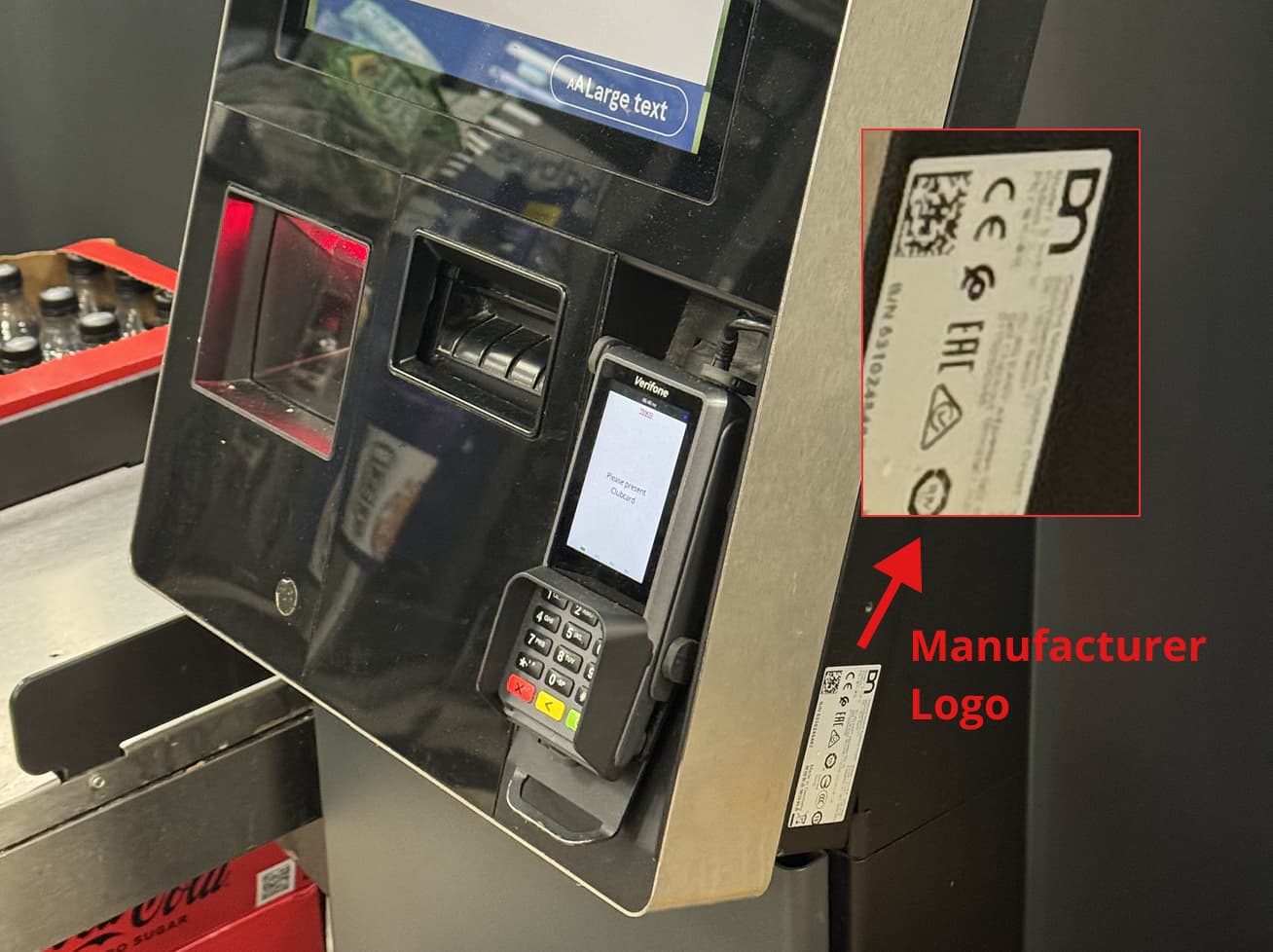 Diebold-Nixdorf logo on a self-checkout machine