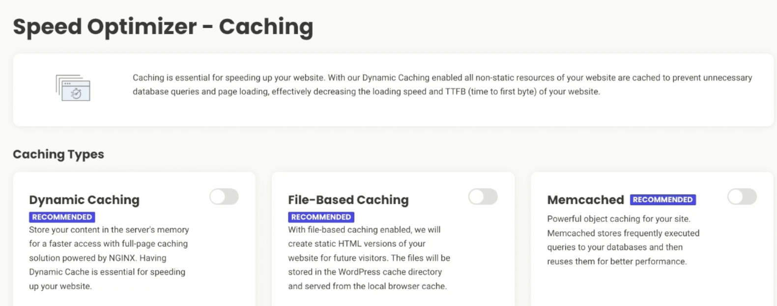 Speed Optimizer settings